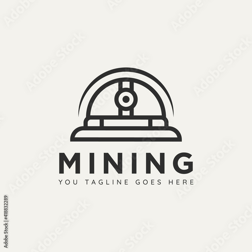 mining helmet minimalist line art logo template vector illustration design. simple modern mine, miner logo concept