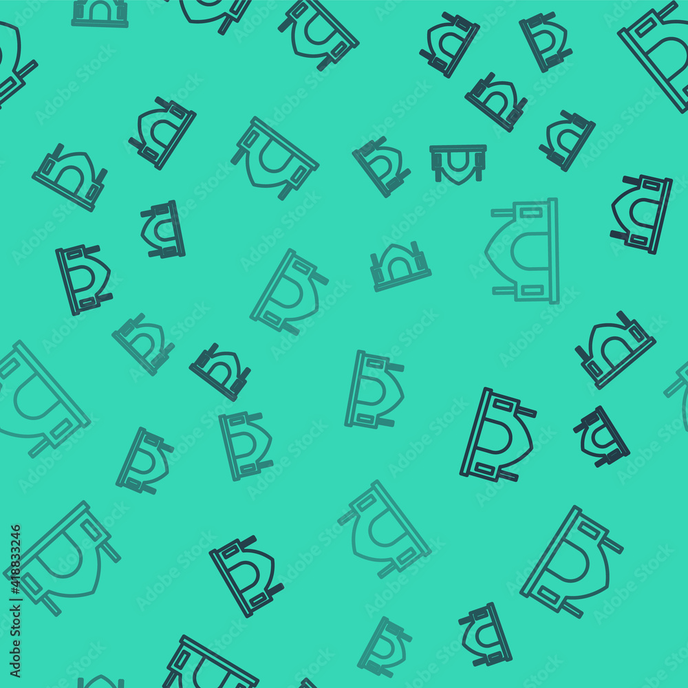 Black line Hindu spiritual temple icon isolated seamless pattern on green background. Vector. Black line Hindu spiritual temple icon isolated seamless pattern on green background. Vector.