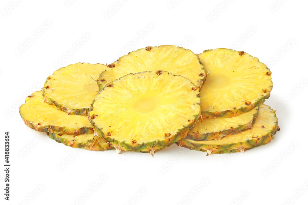 Several slices of pineapple isolated on white Several slices of pineapple isolated on white