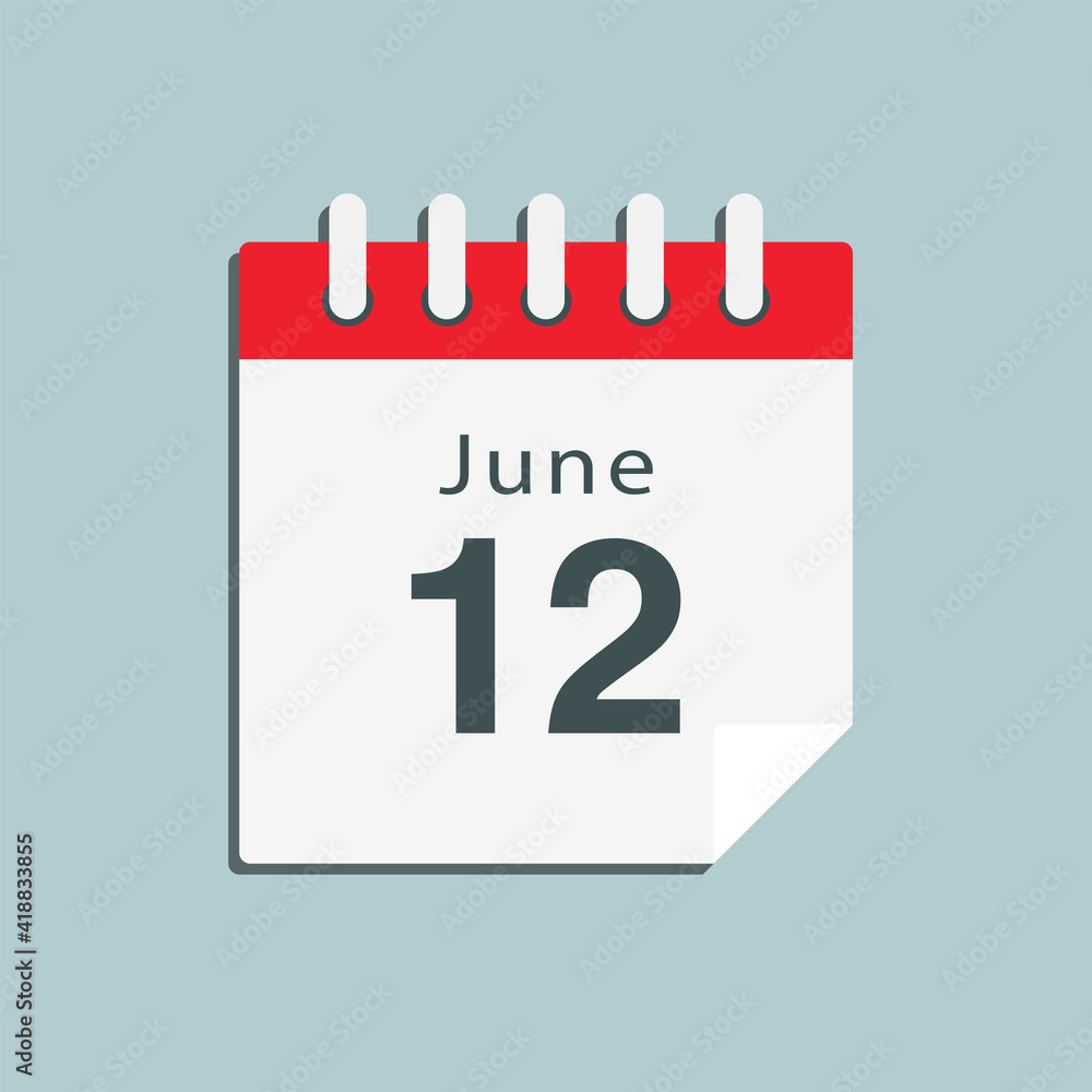 Icon day date 12 June, template calendar page Icon day date 12 June, template calendar page