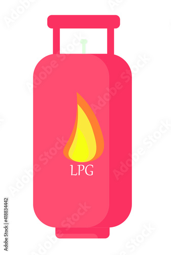 Isolated lpg cylinder. View of liquified petroleum gas in a container for domestic use.