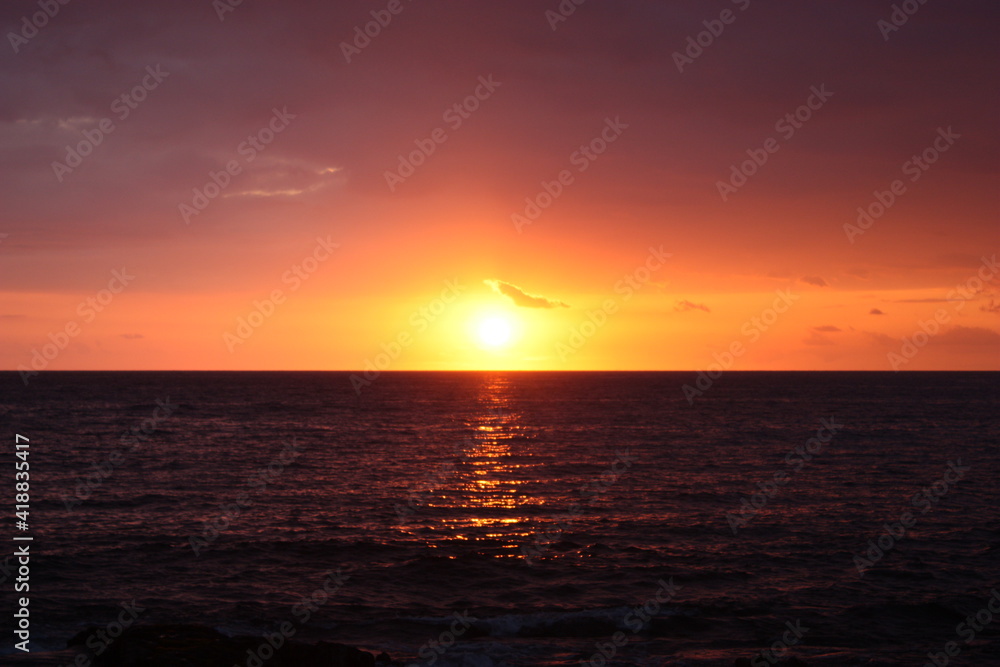 Beautiful sunset landscape of Kua Bay (Manini'owali beach) in Big Island, Hawaii