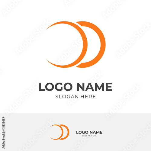 simple letter D logo concept flat orange color style