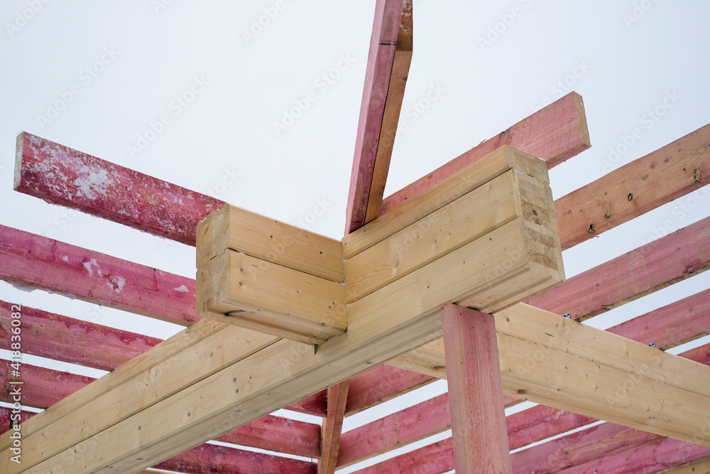 Fototapeta premium Unfinished roof rafters