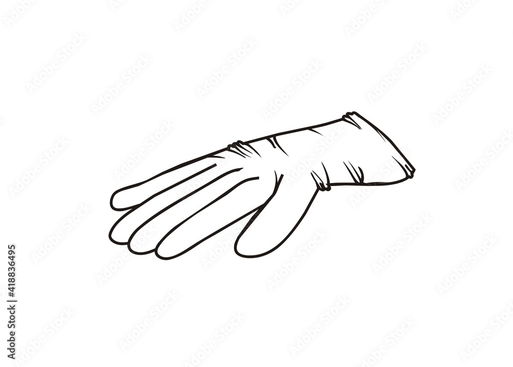 Obraz premium Illustration of gloves in black and white outline.