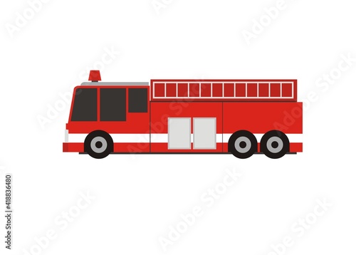 Fire department truck. Simple flat illustration.