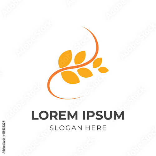 simple wheat logo concept flat yellow and orange color style