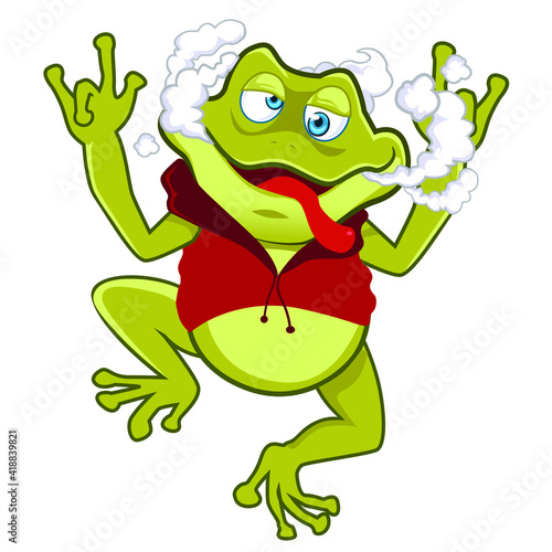 green frog mascot cartoon in vector