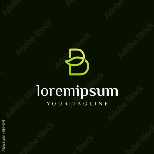 initial letter B leaf line logo icon design elements