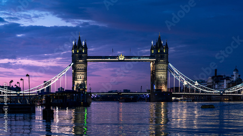 Tower Bridge across the River Thames in London, UK.