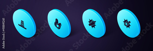 Set Isometric Tabasco sauce, Hot chili pepper pod, Avocado fruit and Mexican sombrero icon. Vector.