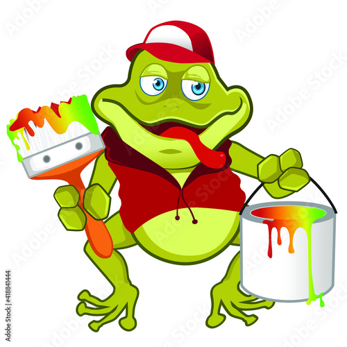 green frog mascot cartoon in vector
