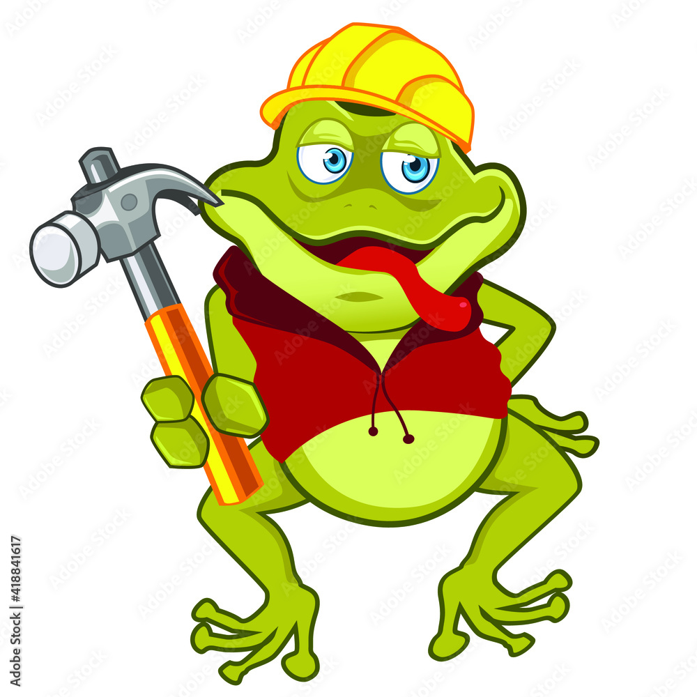 Obraz premium green frog mascot cartoon in vector