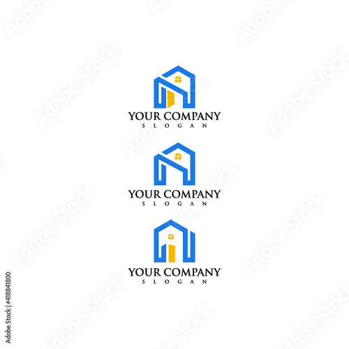 real estate logo flat house design vector icon template