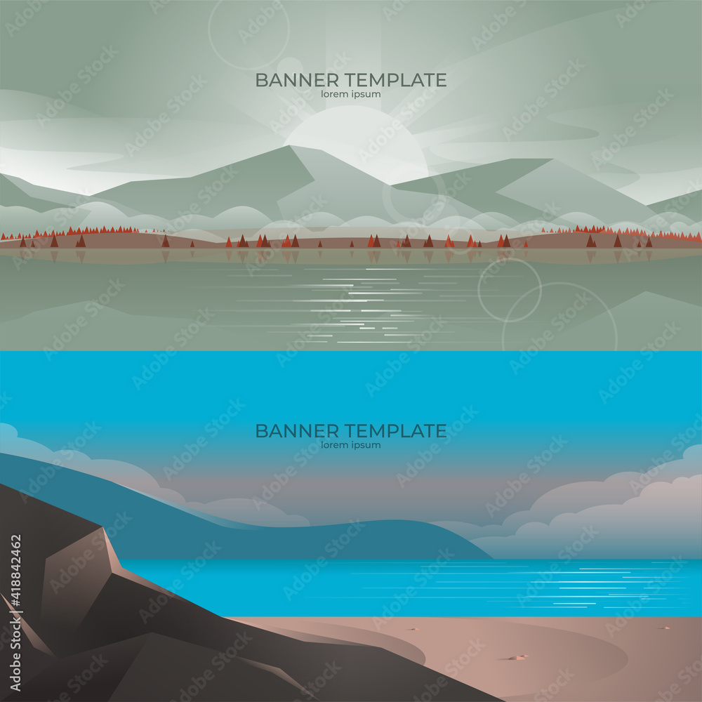 landscape web banner for website, tematical minimalist banner nature and tourism