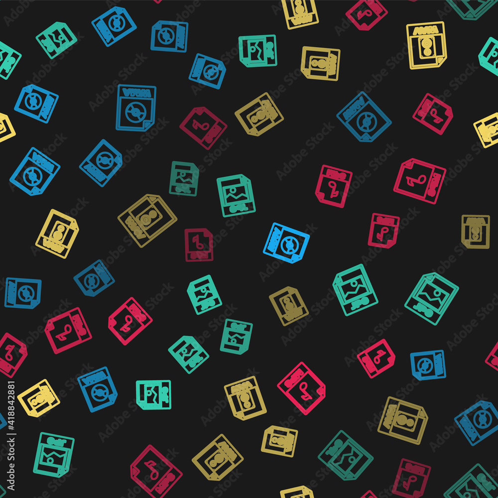 Set line WMA file document, JPG, WAV and MP3 on seamless pattern. Vector. Set line WMA file document, JPG, WAV and MP3 on seamless pattern. Vector.
