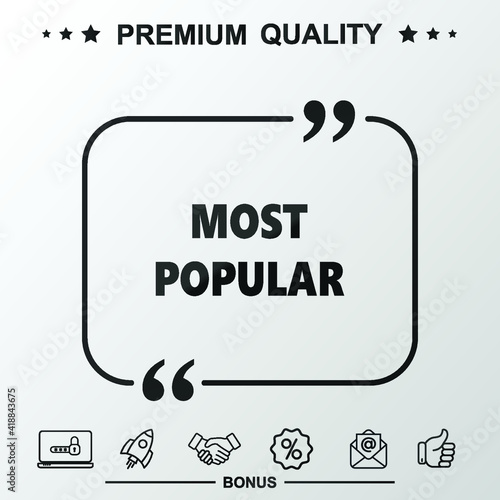 Most popular word icon. With quote symbol