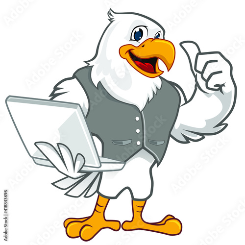 eagle mascot cartoon in vector