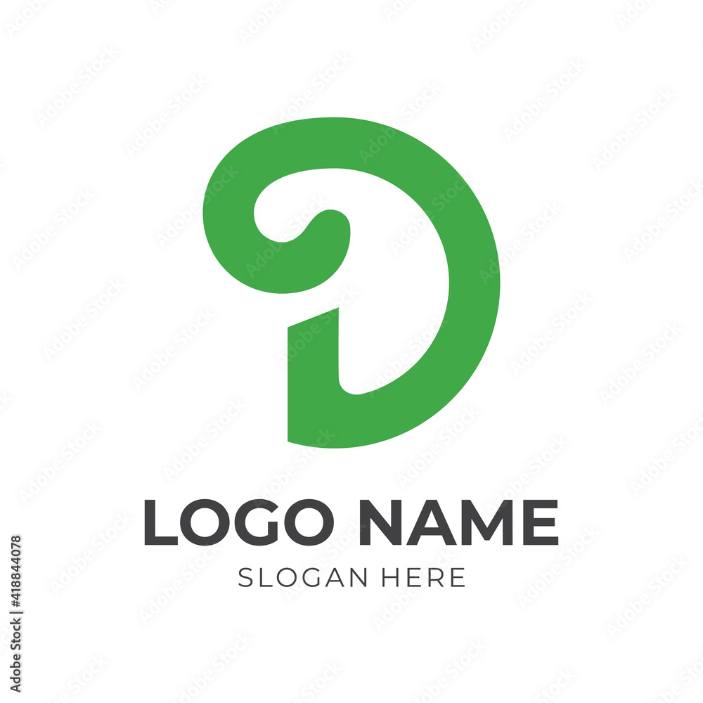letter D logo template with flat green color style letter D logo template with flat green color style