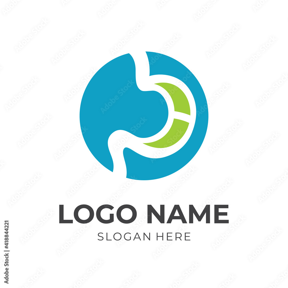 stomach logo concept with flat blue and green color style stomach logo concept with flat blue and green color style