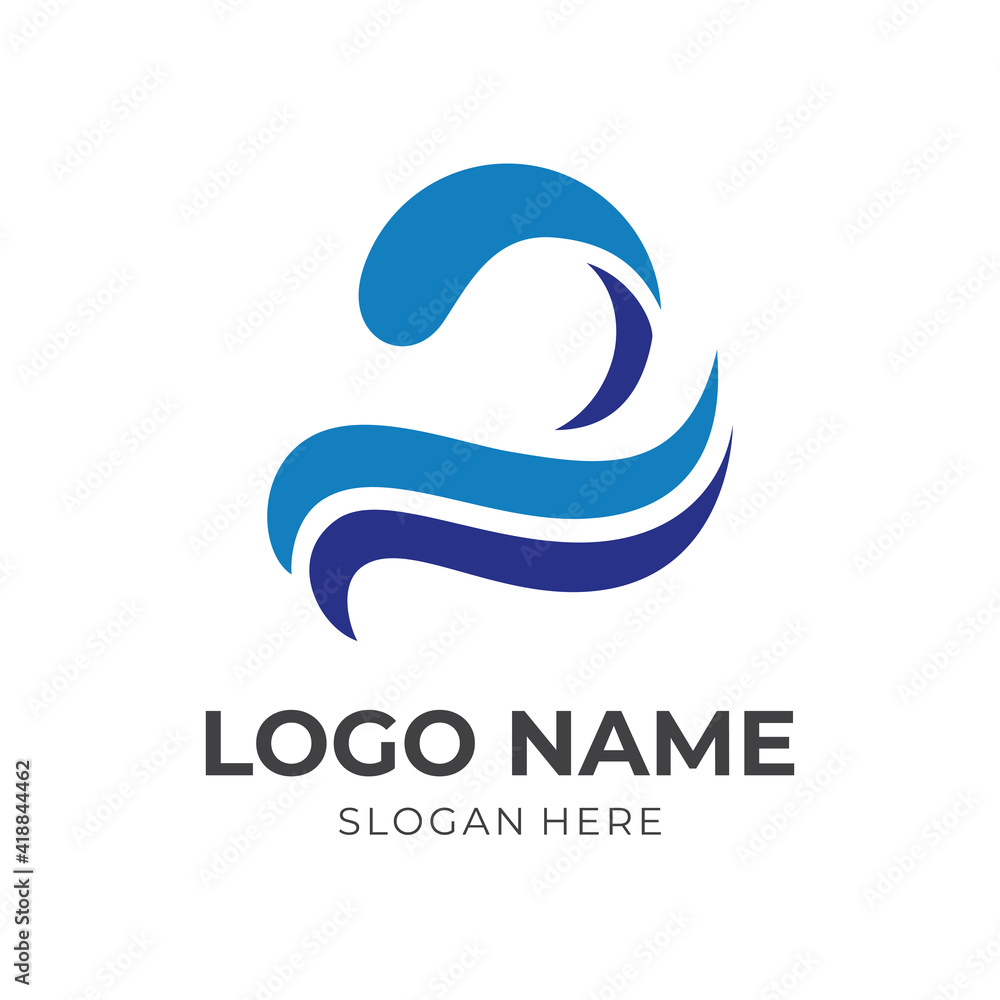Fototapeta premium wave logo concept vector with flat blue color style