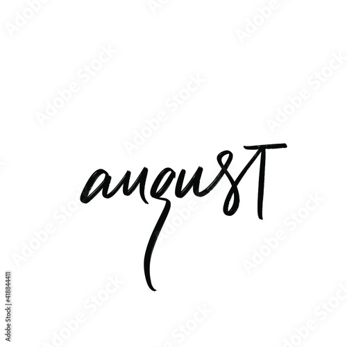 SUMMER MONTH VECTOR HAND LETTERING. AUGUST. AUGUST MONTH