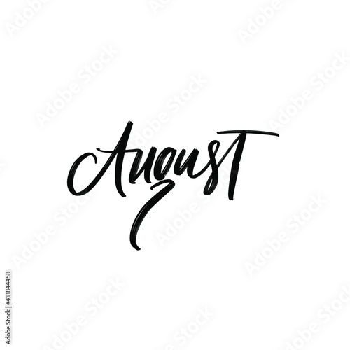 SUMMER MONTH VECTOR HAND LETTERING. AUGUST. AUGUST MONTH