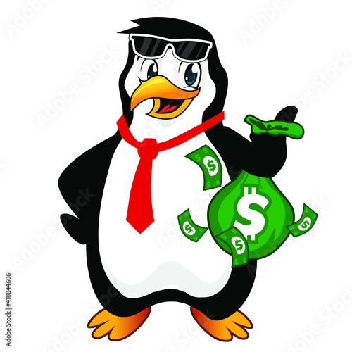penguin mascot cartoon in vector