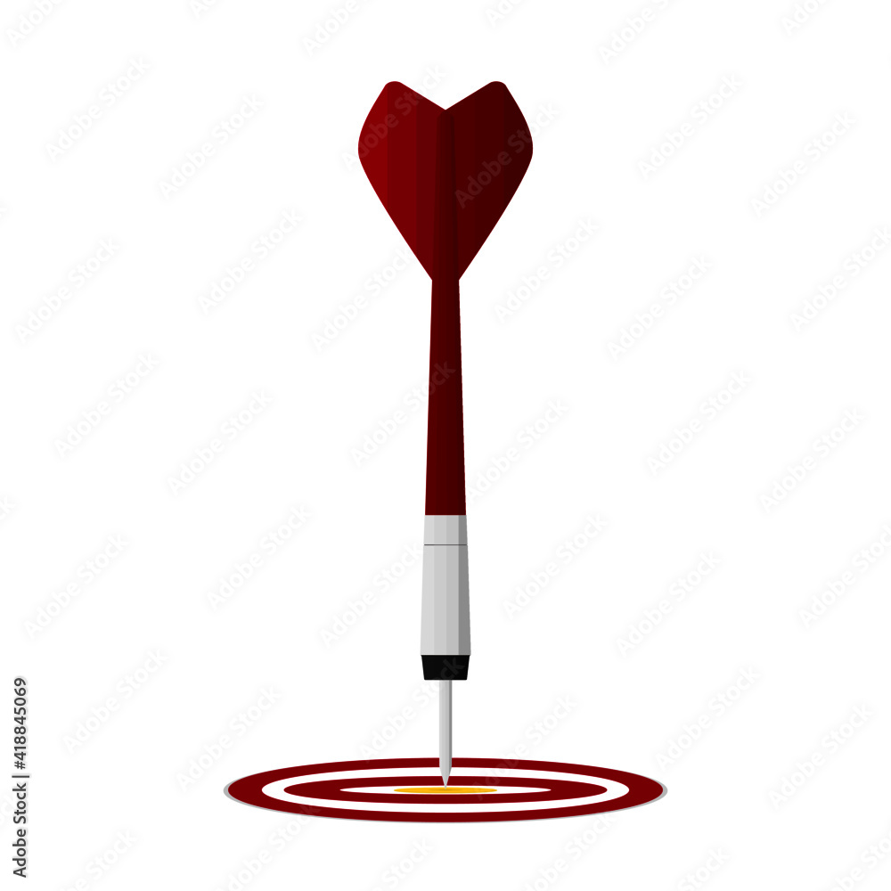 Vector of a red arrow over center target isolated on a white background Vector of a red arrow over center target isolated on a white background