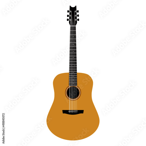 Vector of a wooden acoustic guitar isolated on a white background