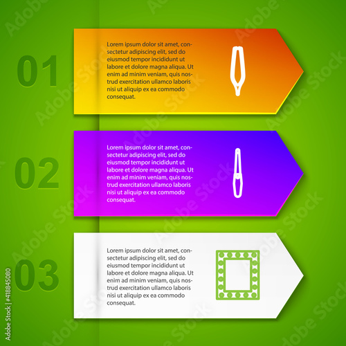 Set line Eyebrow tweezers, Nail file, Makeup mirror with lights and Perfume. Business infographic template. Vector.