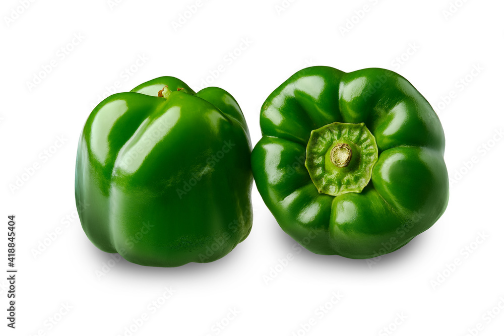 Fresh green bell pepper isolated on white Fresh green bell pepper isolated on white