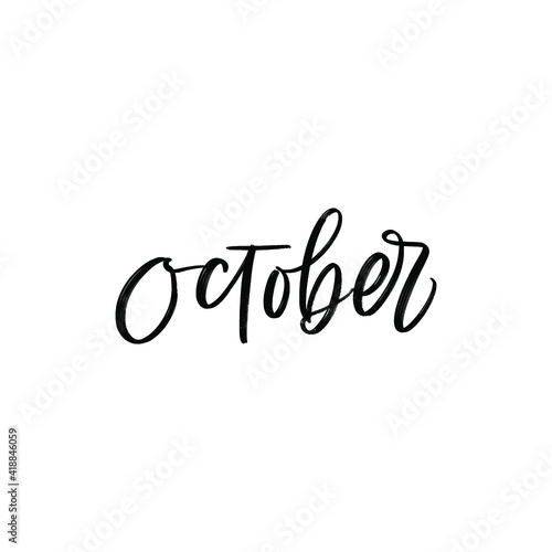 VECTOR HAND LETTERING AUTUMN MONTH TYPOGRAPHY. OCTOBER
