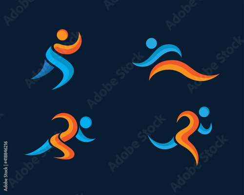 athletic set logo run set logo icon sport color logo creative sport logo
