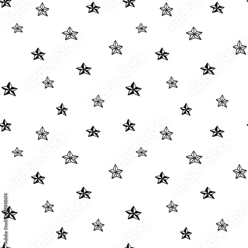 Star seamless pattern, black and white hand-drawn astral doodle digital paper, abstract stars repeating background, the monochrome stellar vector wallpaper, cute starry decorative element © WADLEN