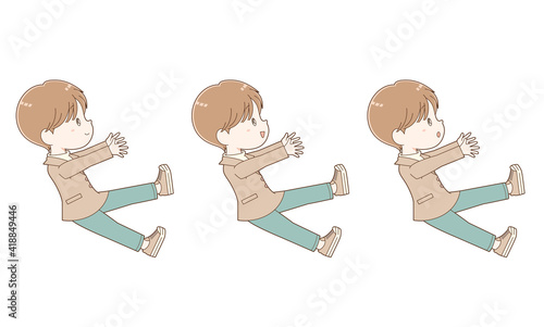 両手を伸ばす男の子（全身・表情差分）