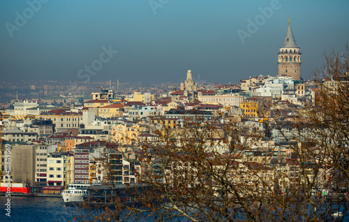 Istanbul, view from the Galata tower across the Golden Horn. Turkey