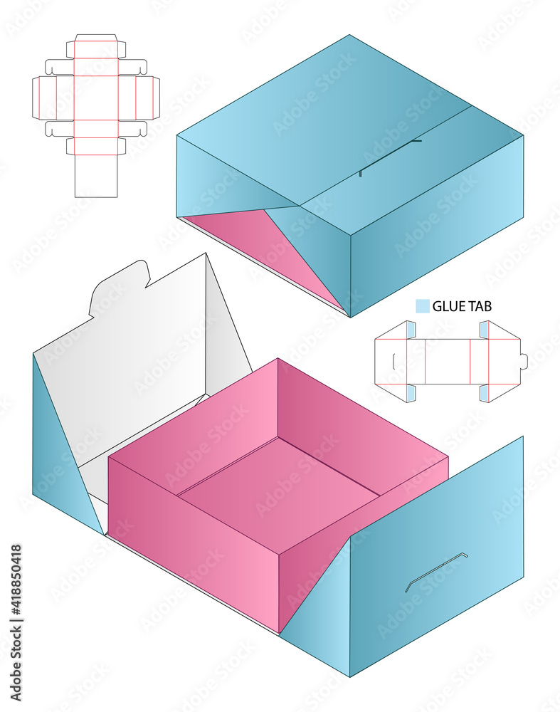 Box packaging die cut template design. 3d mock-up Stock Vector | Adobe ...