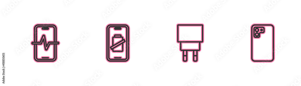 Set line Phone repair service, Charger, Smartphone battery charge and icon. Vector. Set line Phone repair service, Charger, Smartphone battery charge and icon. Vector.