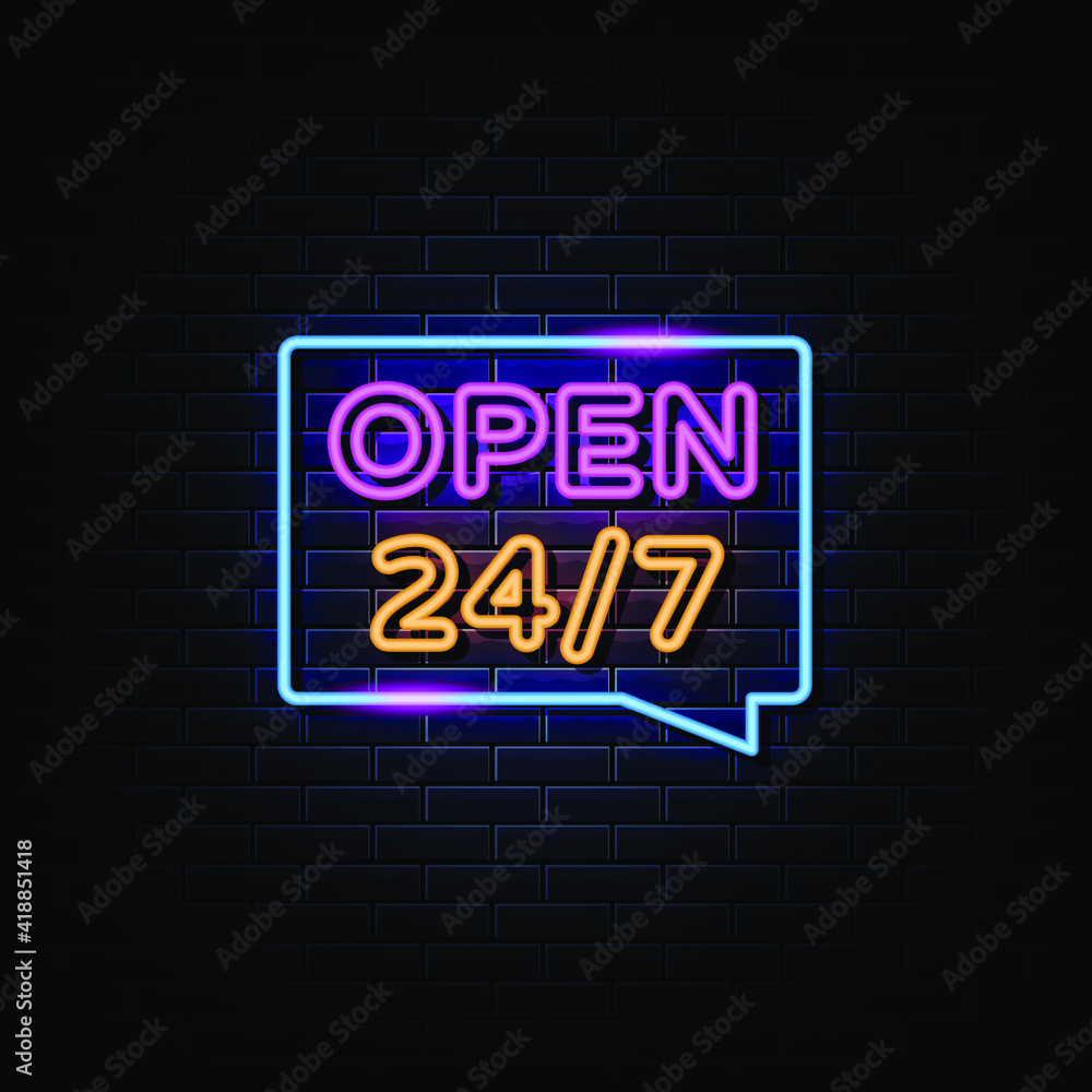 24 hours Neon signboard Vector. 24 hours Neon signboard Vector.