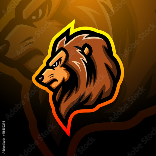 Lion head mascot esport logo design