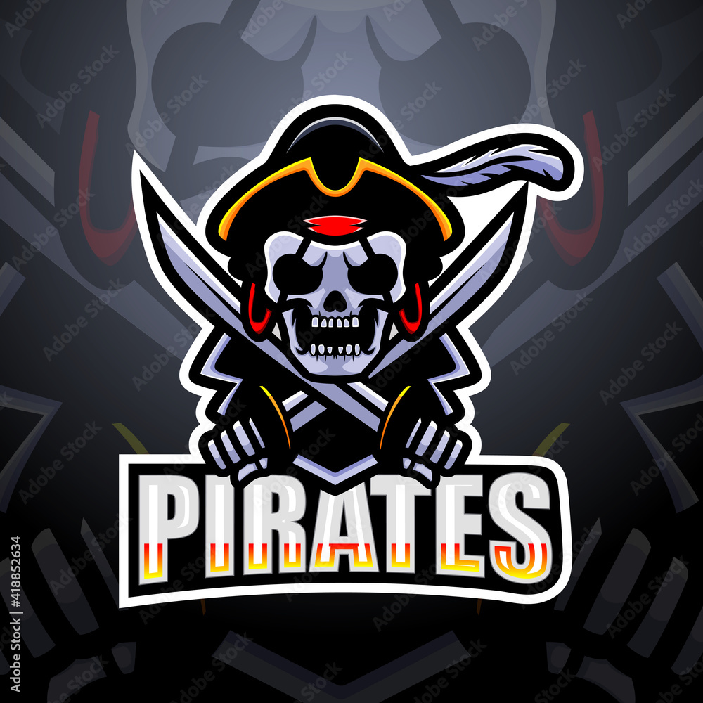 Pirate skull esport mascot logo design