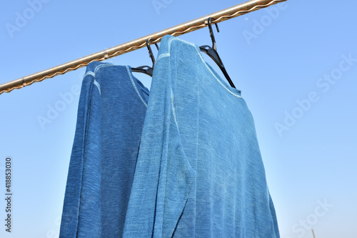藍染のTシャツの洗濯