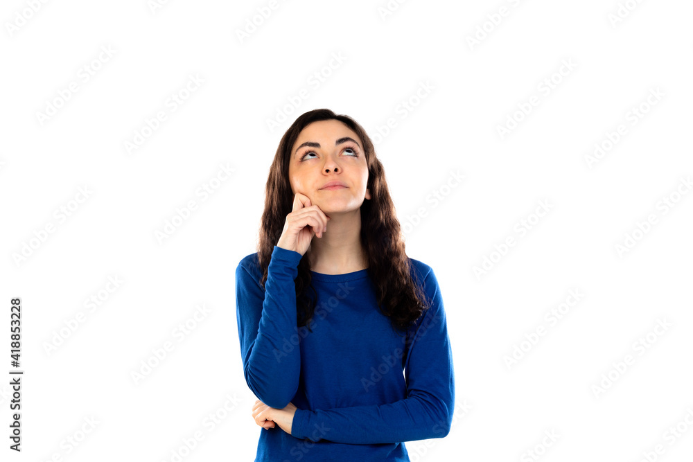 Adorable teenage girl with blue sweater Adorable teenage girl with blue sweater
