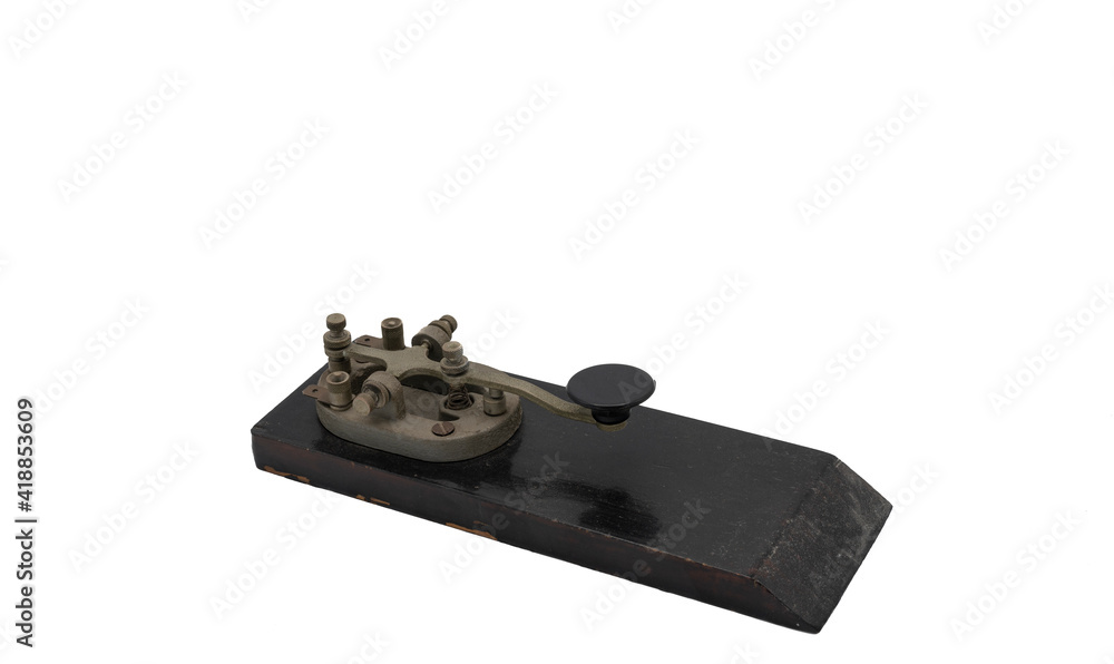 Morse code push button gadget on white background Morse code push button gadget on white background