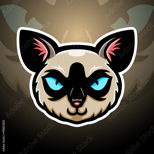 Siamese head mascot esport logo design
