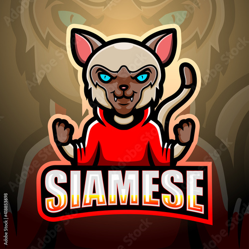 Siamese mascot esport logo design