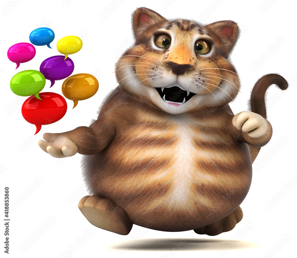 Fototapeta premium Fun cat - 3D Illustration