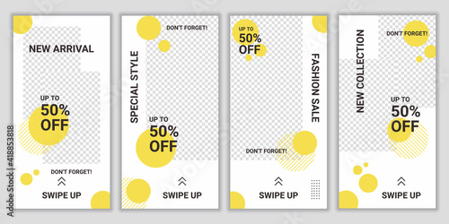 Banners bundle kit set of social media ig story. Design backgrounds for social media stories, insta frame, ig streaming. Geometric stories sale banner background, poster, flyer, coupon