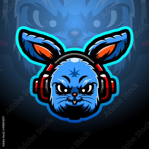 Rabbit head mascot esport logo design